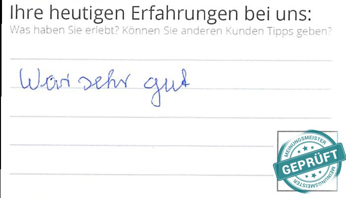 Digitalisierter Text des Meinungsmeister Bewertungsbogens