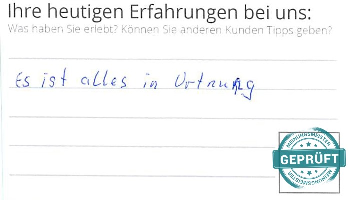 Digitalisierter Text des Meinungsmeister Bewertungsbogens