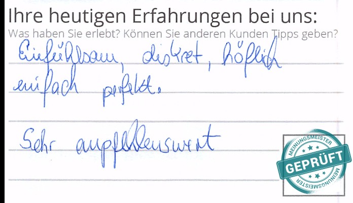 Digitalisierter Text des Meinungsmeister Bewertungsbogens