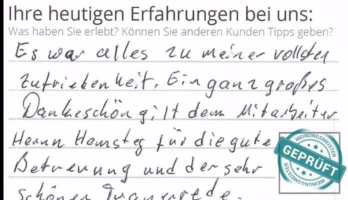 Digitalisierter Text des Meinungsmeister Bewertungsbogens