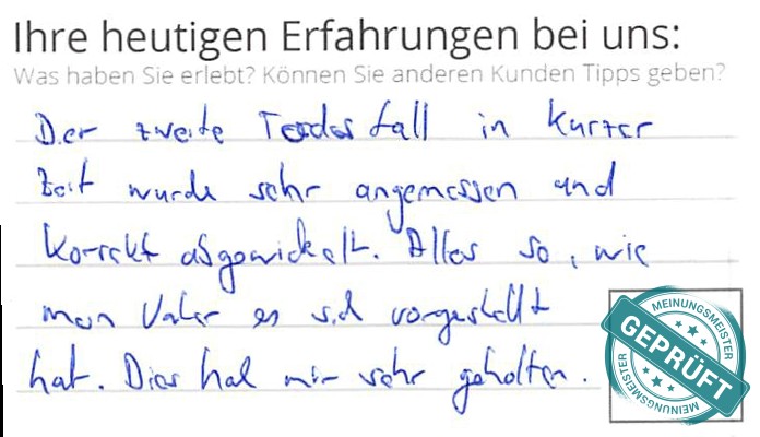 Digitalisierter Text des Meinungsmeister Bewertungsbogens