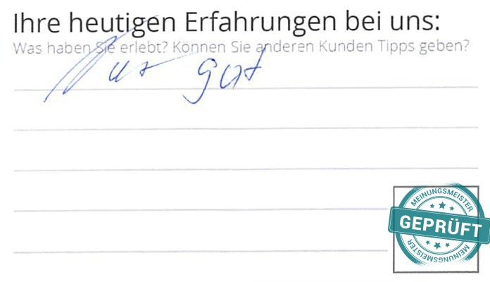 Digitalisierter Text des Meinungsmeister Bewertungsbogens