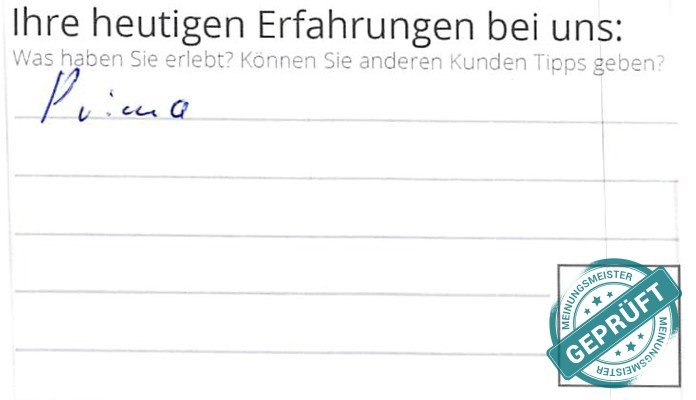 Digitalisierter Text des Meinungsmeister Bewertungsbogens