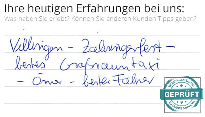 Digitalisierter Text des Meinungsmeister Bewertungsbogens