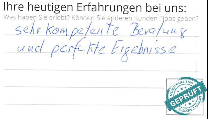 Digitalisierter Text des Meinungsmeister Bewertungsbogens