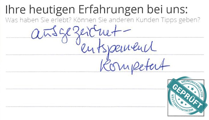 Digitalisierter Text des Meinungsmeister Bewertungsbogens