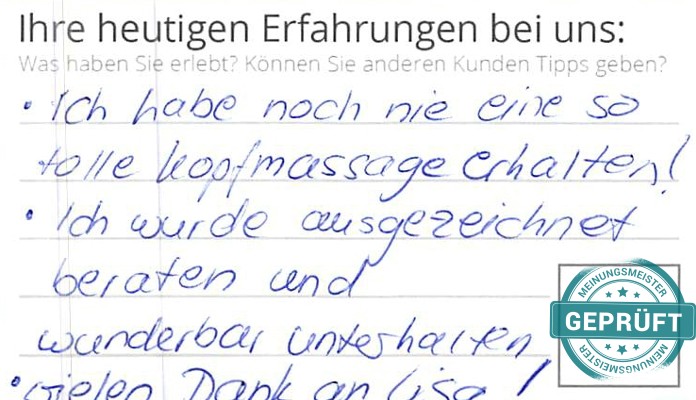 Digitalisierter Text des Meinungsmeister Bewertungsbogens