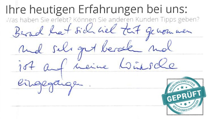 Digitalisierter Text des Meinungsmeister Bewertungsbogens