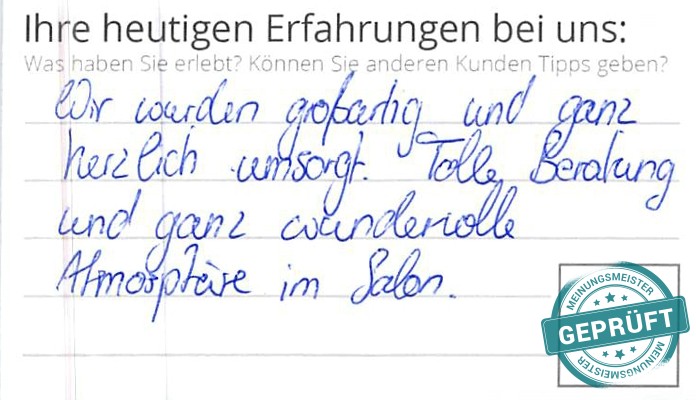 Digitalisierter Text des Meinungsmeister Bewertungsbogens