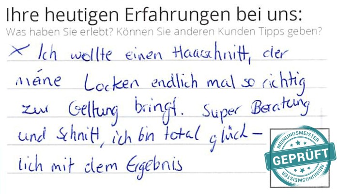 Digitalisierter Text des Meinungsmeister Bewertungsbogens