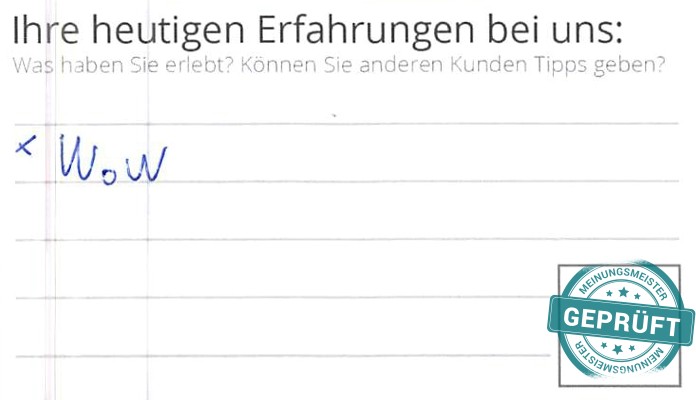 Digitalisierter Text des Meinungsmeister Bewertungsbogens