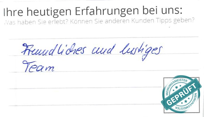 Digitalisierter Text des Meinungsmeister Bewertungsbogens