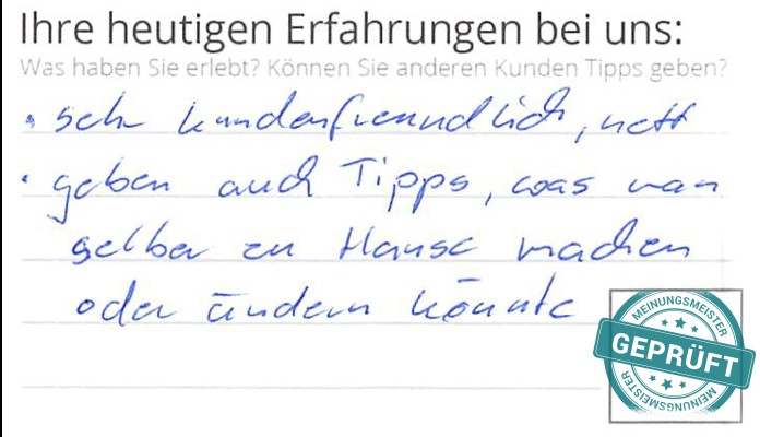 Digitalisierter Text des Meinungsmeister Bewertungsbogens