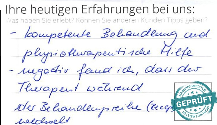 Digitalisierter Text des Meinungsmeister Bewertungsbogens