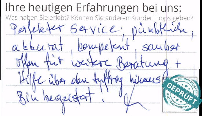 Digitalisierter Text des Meinungsmeister Bewertungsbogens