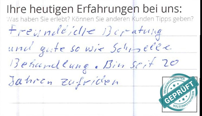 Digitalisierter Text des Meinungsmeister Bewertungsbogens