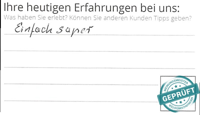 Digitalisierter Text des Meinungsmeister Bewertungsbogens