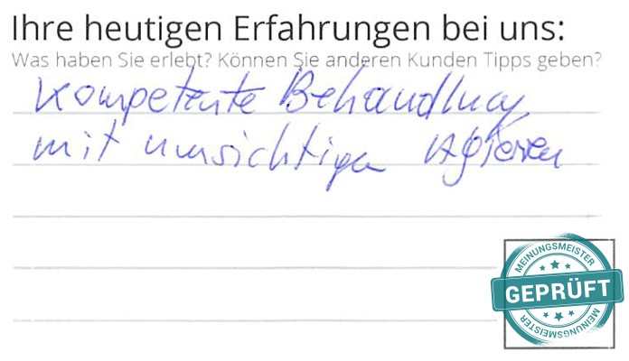 Digitalisierter Text des Meinungsmeister Bewertungsbogens