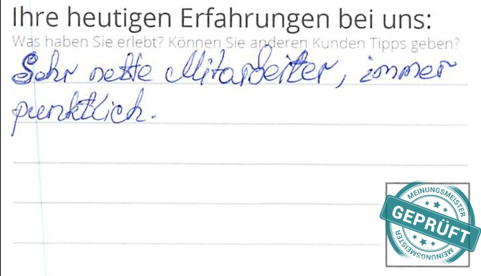 Digitalisierter Text des Meinungsmeister Bewertungsbogens