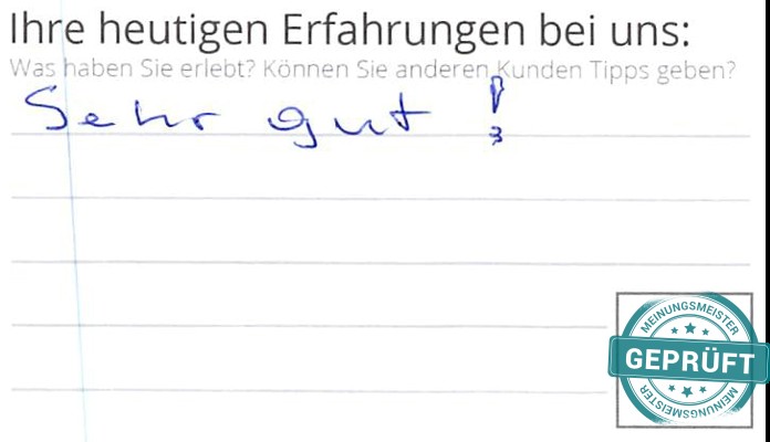 Digitalisierter Text des Meinungsmeister Bewertungsbogens