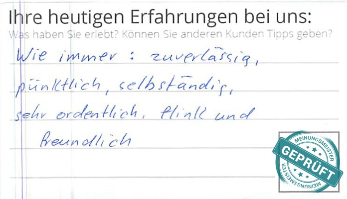 Digitalisierter Text des Meinungsmeister Bewertungsbogens