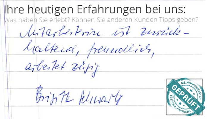 Digitalisierter Text des Meinungsmeister Bewertungsbogens