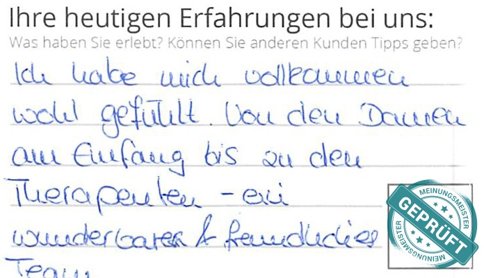 Digitalisierter Text des Meinungsmeister Bewertungsbogens