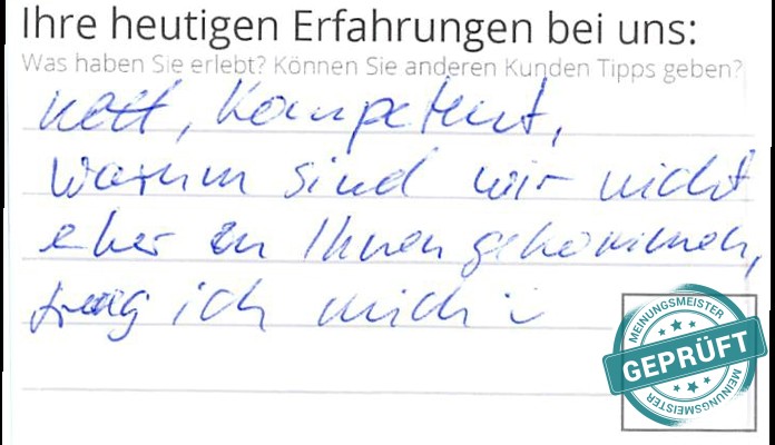 Digitalisierter Text des Meinungsmeister Bewertungsbogens