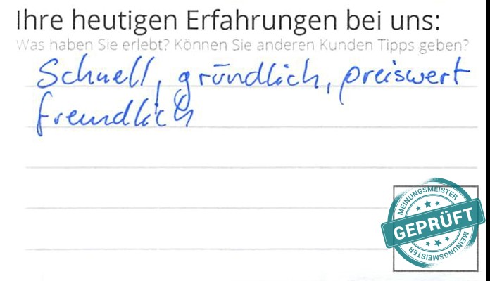 Digitalisierter Text des Meinungsmeister Bewertungsbogens