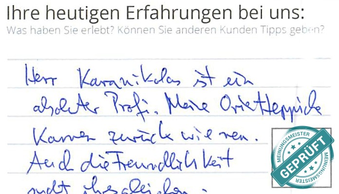 Digitalisierter Text des Meinungsmeister Bewertungsbogens