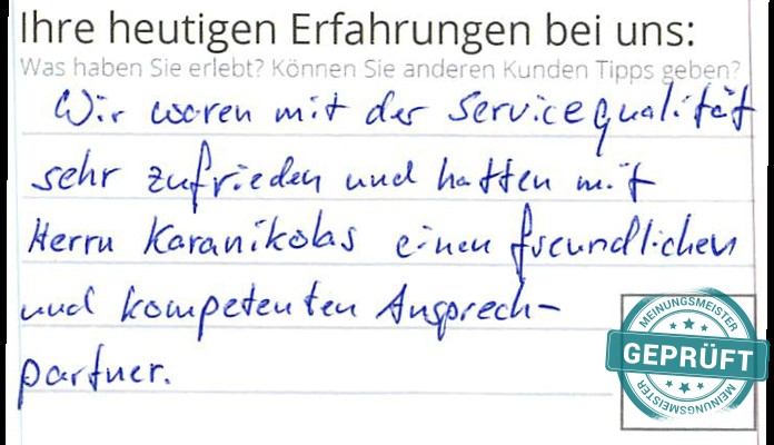 Digitalisierter Text des Meinungsmeister Bewertungsbogens