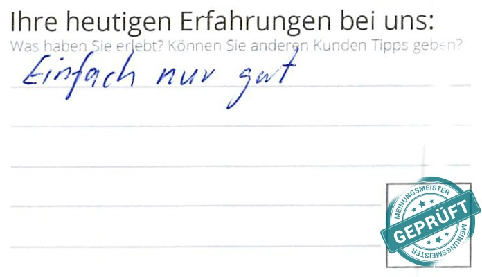 Digitalisierter Text des Meinungsmeister Bewertungsbogens