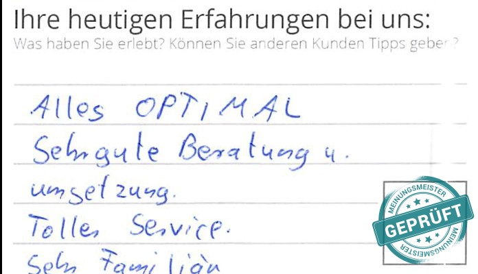 Digitalisierter Text des Meinungsmeister Bewertungsbogens