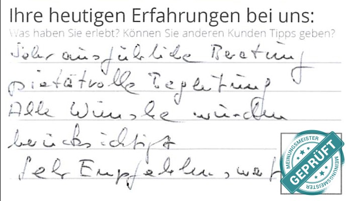 Digitalisierter Text des Meinungsmeister Bewertungsbogens