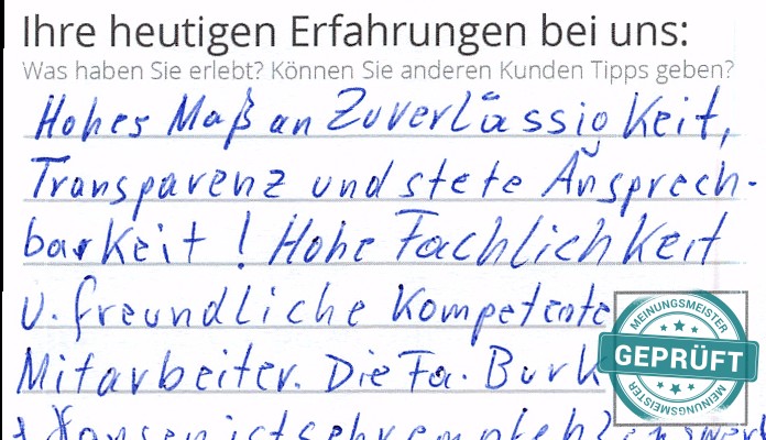 Digitalisierter Text des Meinungsmeister Bewertungsbogens