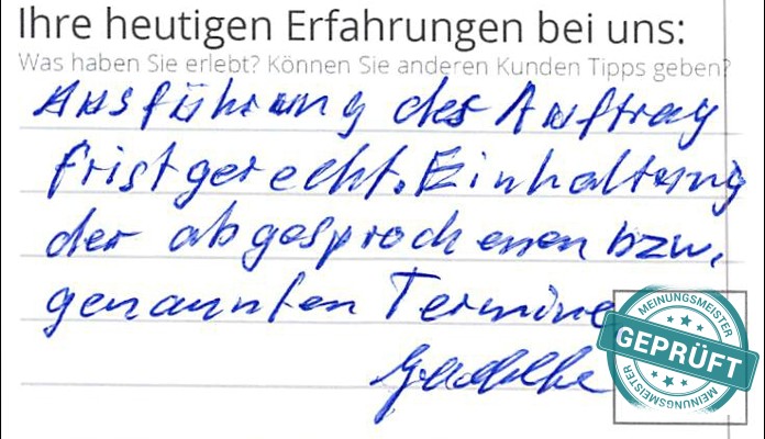 Digitalisierter Text des Meinungsmeister Bewertungsbogens