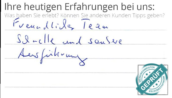 Digitalisierter Text des Meinungsmeister Bewertungsbogens