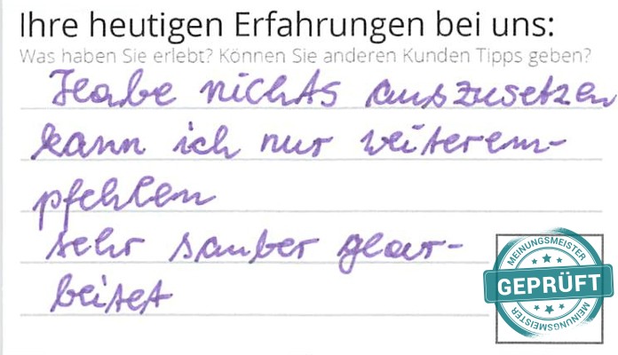 Digitalisierter Text des Meinungsmeister Bewertungsbogens