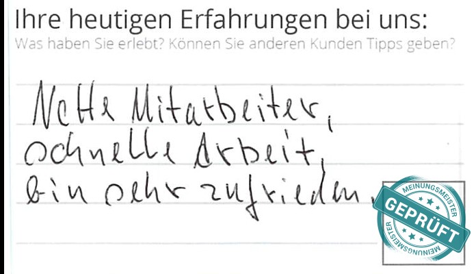 Digitalisierter Text des Meinungsmeister Bewertungsbogens