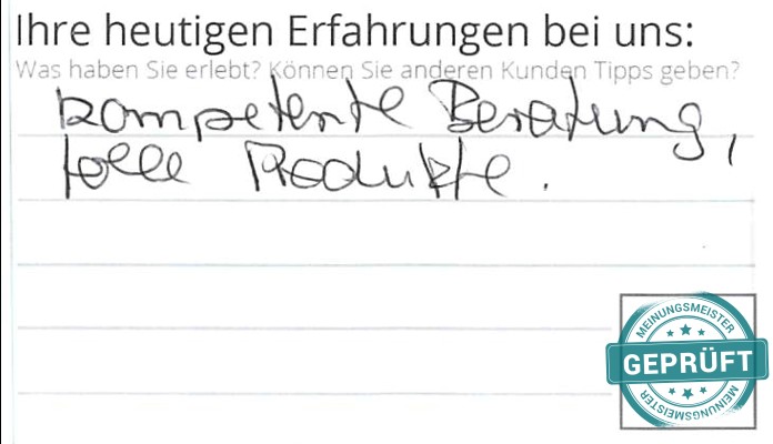 Digitalisierter Text des Meinungsmeister Bewertungsbogens