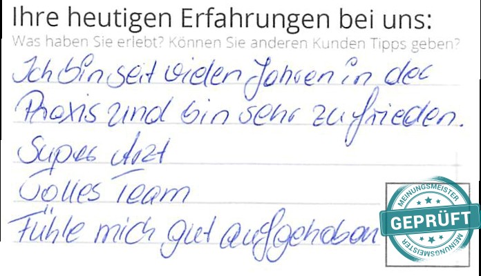 Digitalisierter Text des Meinungsmeister Bewertungsbogens