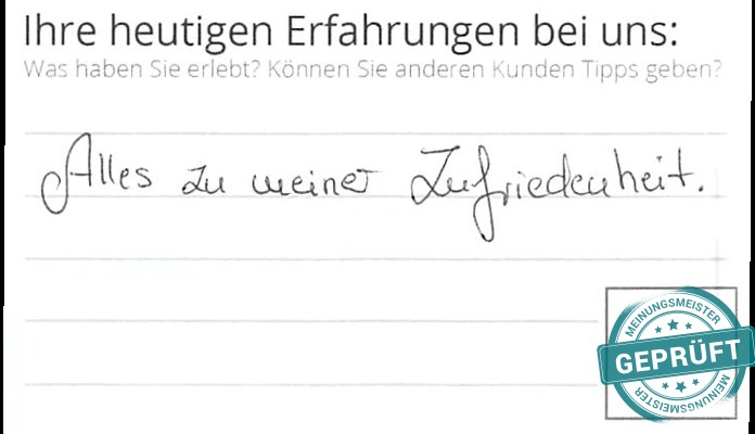 Digitalisierter Text des Meinungsmeister Bewertungsbogens