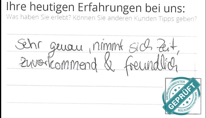 Digitalisierter Text des Meinungsmeister Bewertungsbogens