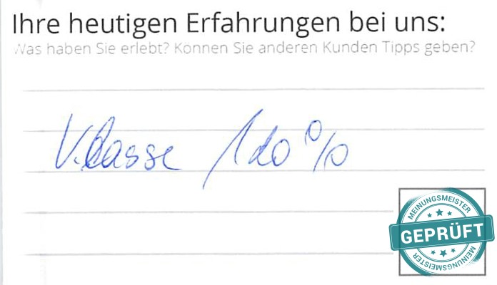 Digitalisierter Text des Meinungsmeister Bewertungsbogens