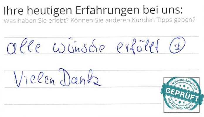 Digitalisierter Text des Meinungsmeister Bewertungsbogens