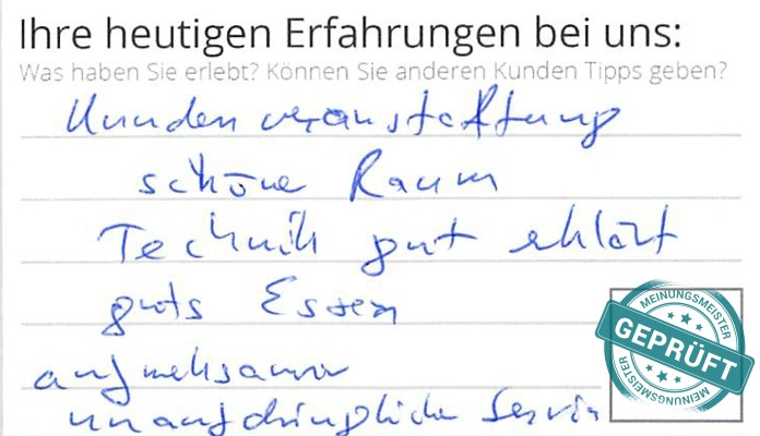 Digitalisierter Text des Meinungsmeister Bewertungsbogens