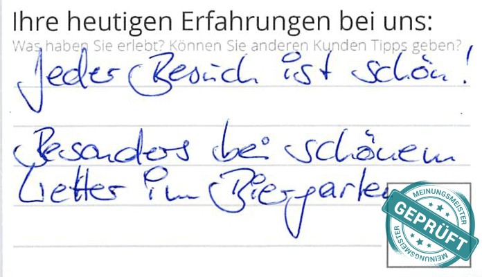 Digitalisierter Text des Meinungsmeister Bewertungsbogens