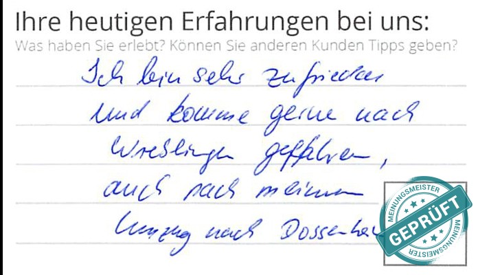 Digitalisierter Text des Meinungsmeister Bewertungsbogens