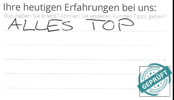 Digitalisierter Text des Meinungsmeister Bewertungsbogens