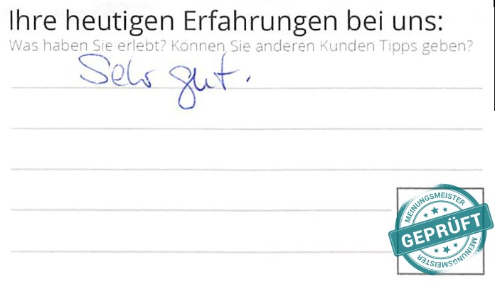 Digitalisierter Text des Meinungsmeister Bewertungsbogens
